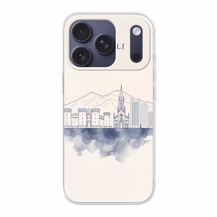 Napels - Skyline - Italie - Lijntekening - Aquarel Telefoonhoesje iPhone 17 Pro klein -3d