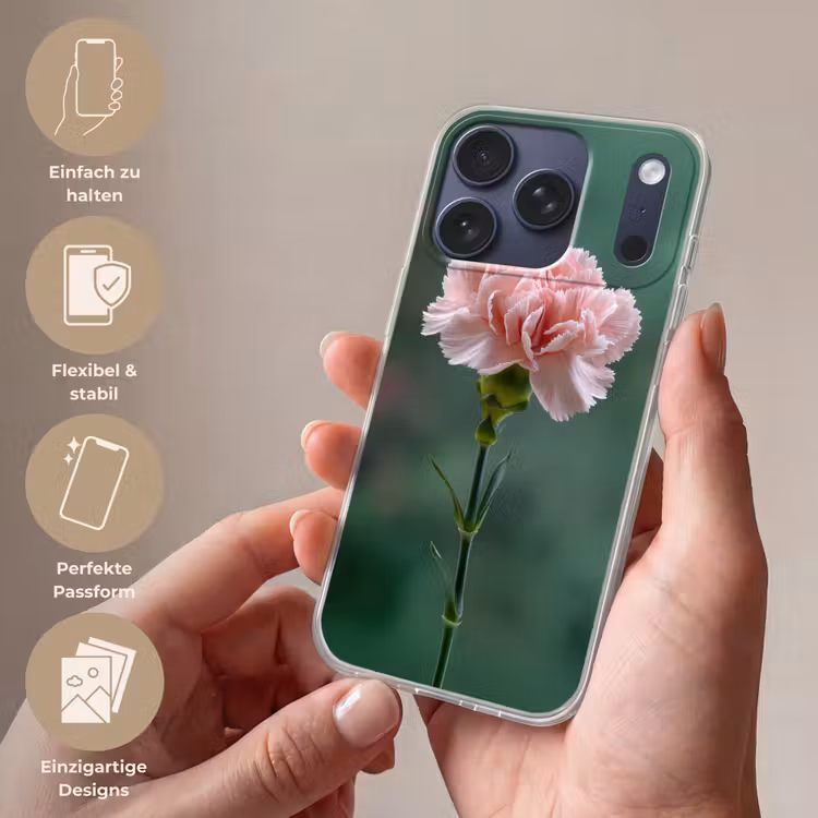 Anjer - Roze - Bloemblaadjes Telefoonhoesje iPhone 17 Pro klein -sfeer3_DE