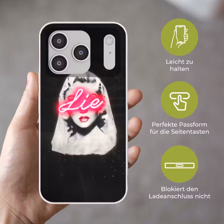 Neon - Letters - Vintage - Vrouw Telefoonhoesje iPhone 17 Pro klein -sfeer3_DE