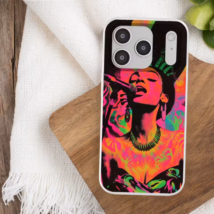 Neon - Vrouw - Microfoon Telefoonhoesje iPhone 17 Pro klein -sfeer1