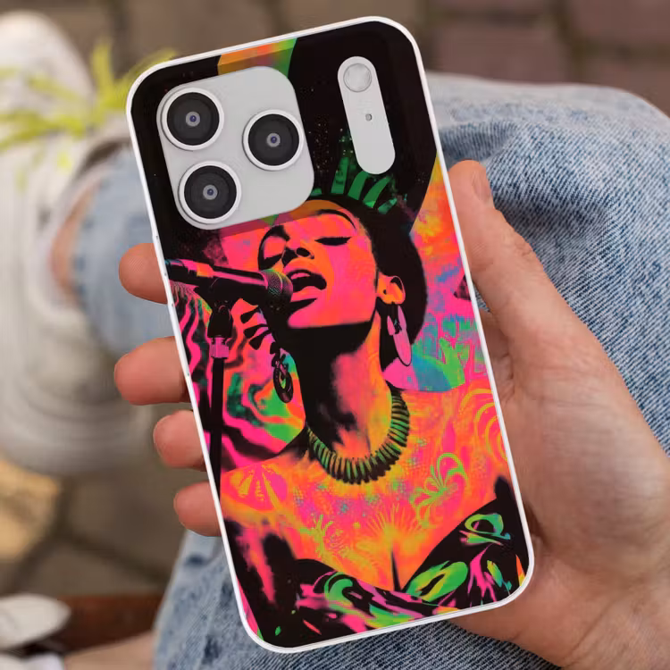 Neon - Vrouw - Microfoon Telefoonhoesje iPhone 17 Pro klein -sfeer2