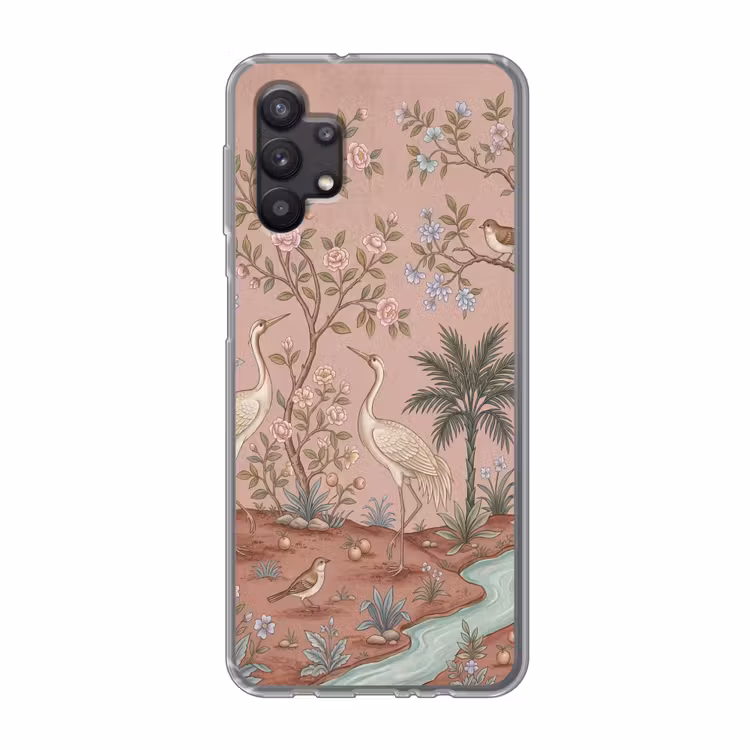 Nostalgisch - Reigers - Roze Telefoonhoesje Samsung Galaxy A32 5G klein -3d