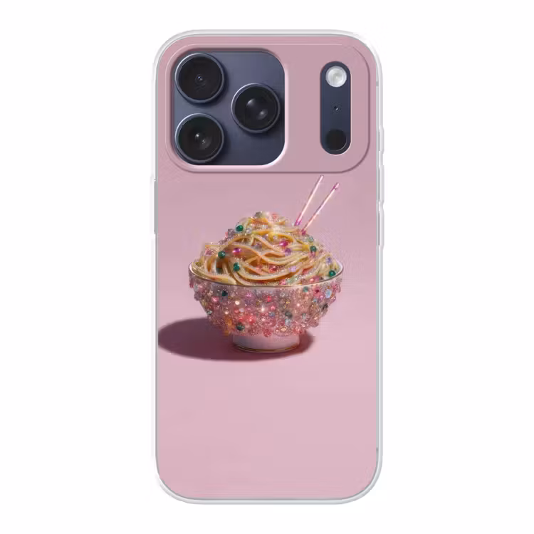 Noodles - Edelstenen - Stokjes - Roze Telefoonhoesje iPhone 17 Pro klein -3d