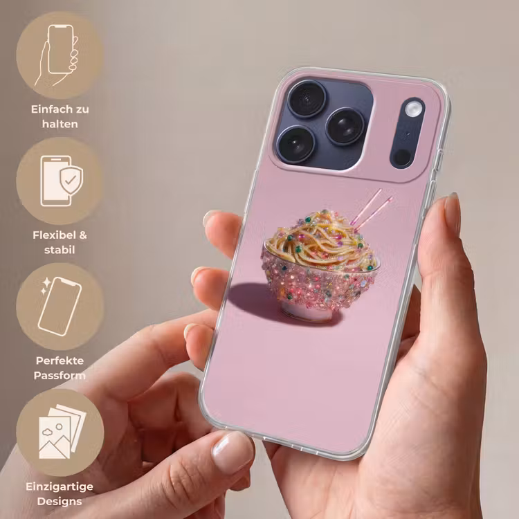Noodles - Edelstenen - Stokjes - Roze Telefoonhoesje iPhone 17 Pro klein -sfeer3_DE