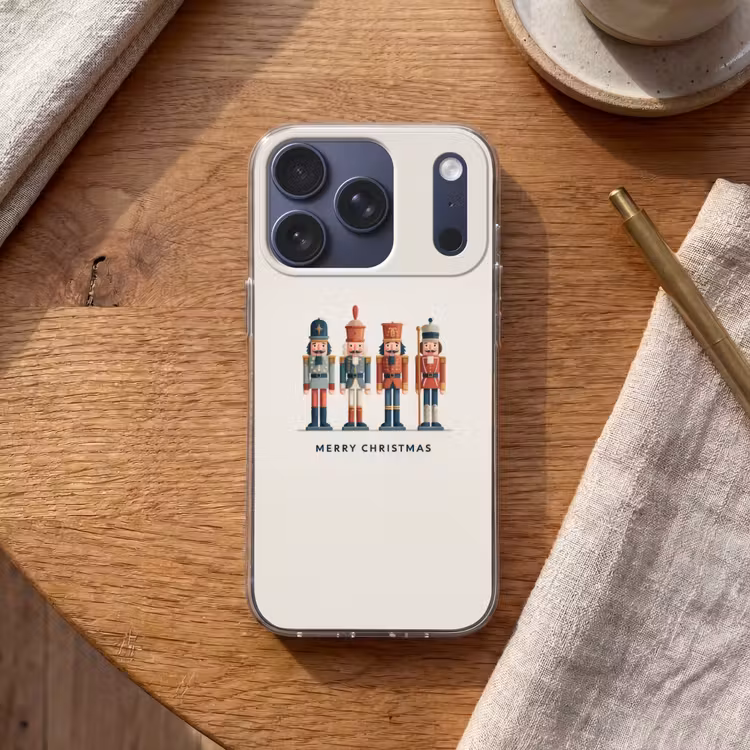 Notenkrakers - Minimalistisch - Kerst - Beige Telefoonhoesje iPhone 17 Pro klein -sfeer1
