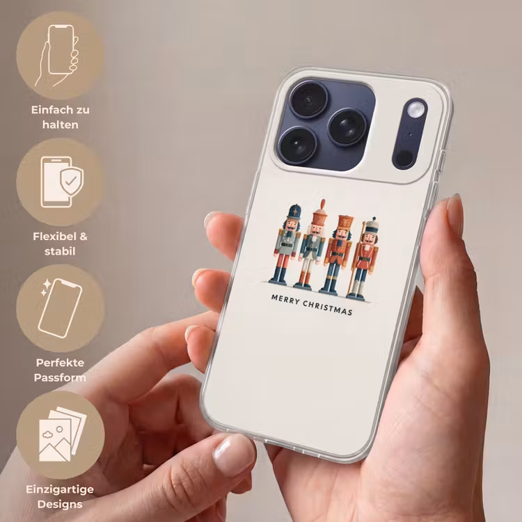 Notenkrakers - Minimalistisch - Kerst - Beige Telefoonhoesje iPhone 17 Pro klein -sfeer3_DE