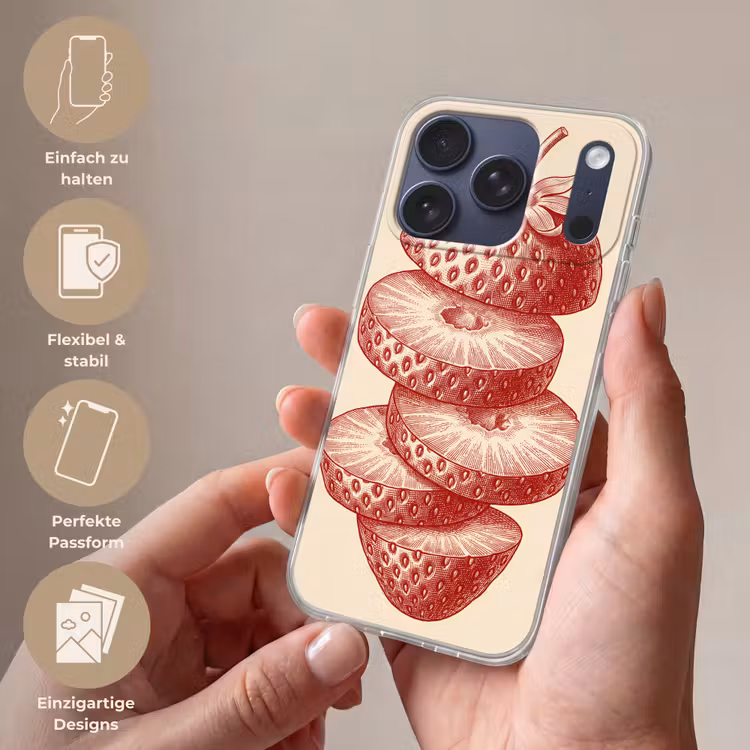 Fruit - Gesneden - Illustratie - Rood - Vintage Telefoonhoesje iPhone 17 Pro klein -sfeer3_DE