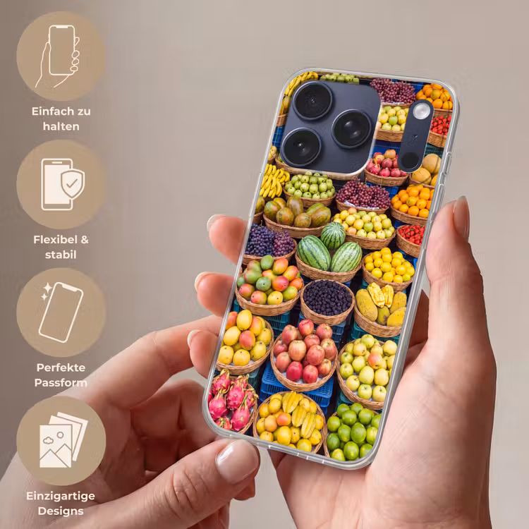 Handyhülle - Obst – Markt – Bunt - Fruit - Markt - Kleurrijk Telefoonhoesje iPhone 17 Pro klein