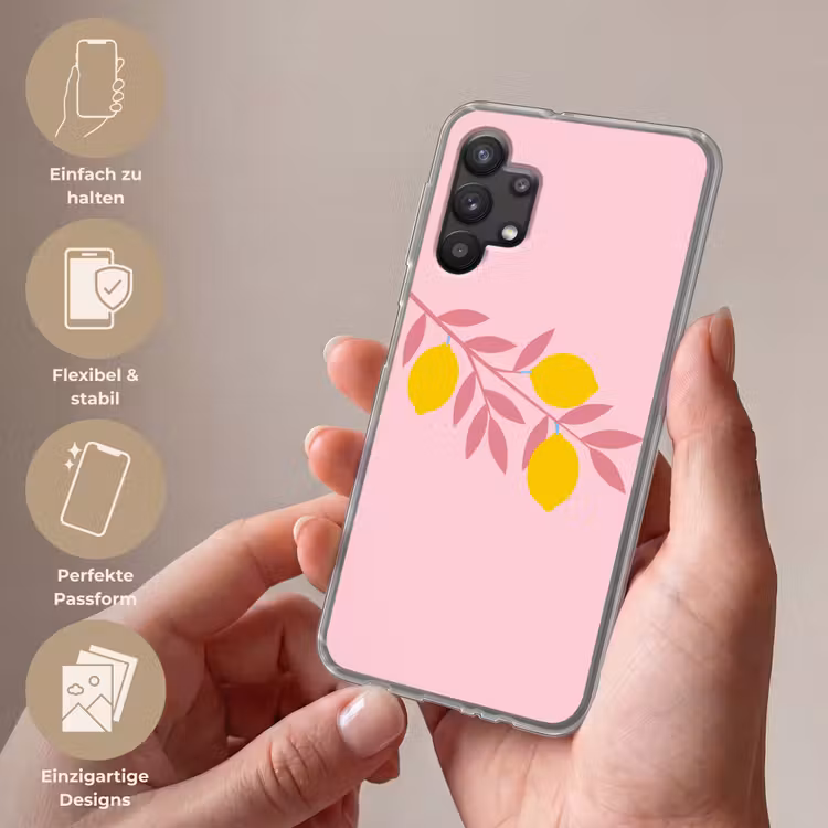 Fruit - Tak - Natuur - Abstract - Roze Telefoonhoesje Samsung Galaxy A32 5G klein -sfeer3_DE