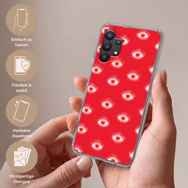 Ogen - Hart - Abstract - Rood - Roze Telefoonhoesje Samsung Galaxy A32 5G klein 346 -sfeer3_DE