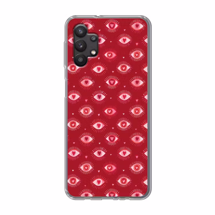 Ogen - Patroon - Roze - Donkerrood Telefoonhoesje Samsung Galaxy A32 5G klein 346 -3d