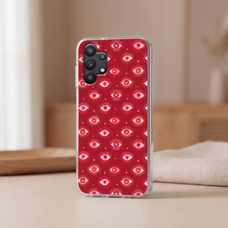 Ogen - Patroon - Roze - Donkerrood Telefoonhoesje Samsung Galaxy A32 5G klein 346 -sfeer2