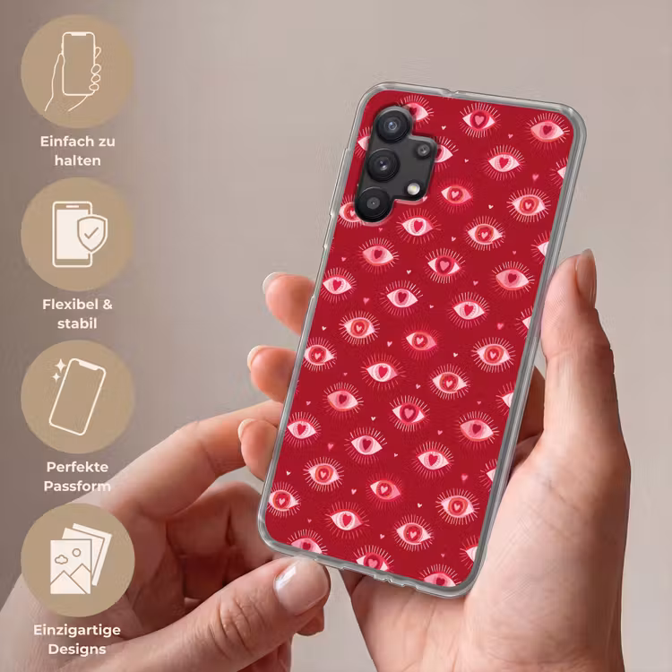 Ogen - Patroon - Roze - Donkerrood Telefoonhoesje Samsung Galaxy A32 5G klein 346 -sfeer3_DE