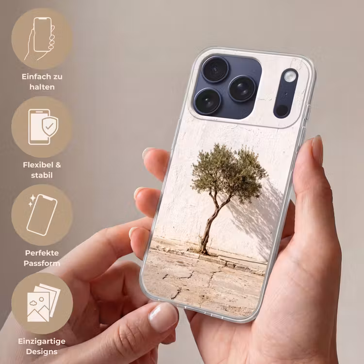Handyhülle - Olivenbaum – Wand – weiß - Olijfboom - muur - wit Telefoonhoesje iPhone 17 Pro klein