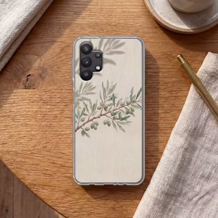 Olijftak - Bladeren - Natuur - Groen - Beige Telefoonhoesje Samsung Galaxy A32 5G klein -sfeer1