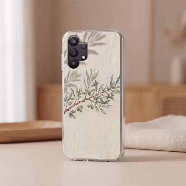 Olijftak - Bladeren - Natuur - Groen - Beige Telefoonhoesje Samsung Galaxy A32 5G klein -sfeer2
