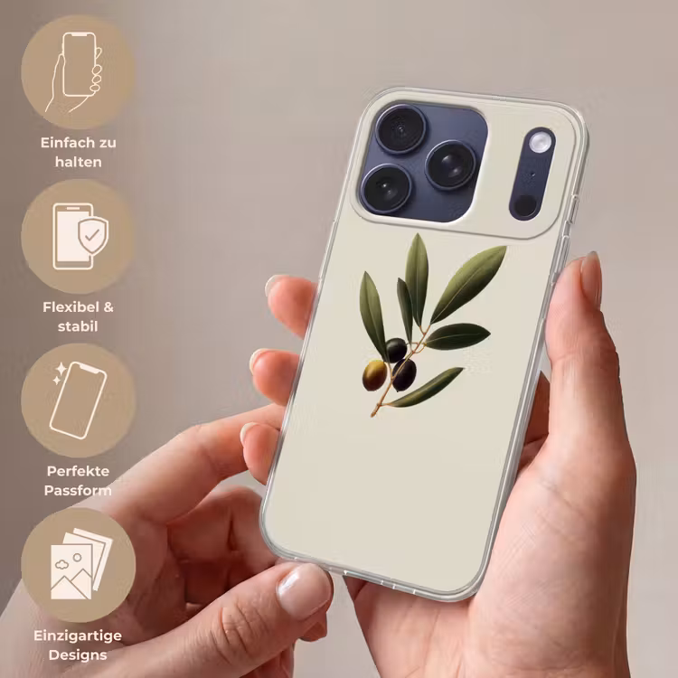 Olijftak - Donkergroen - Olijven Telefoonhoesje iPhone 17 Pro klein -sfeer3_DE