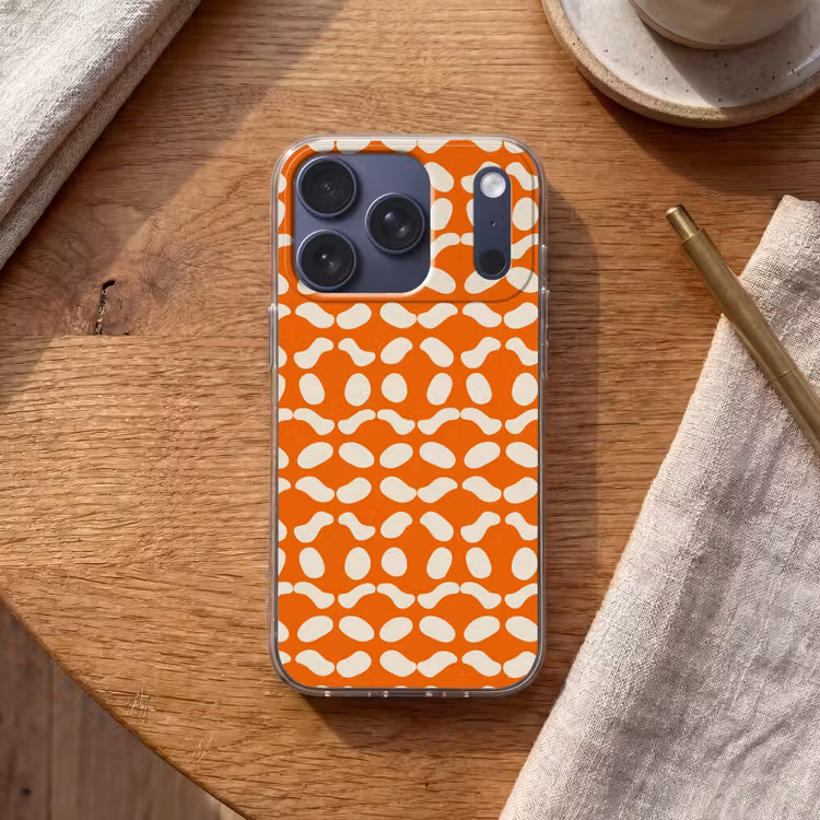 Oranje - Organische vormen - Wit Telefoonhoesje iPhone 17 Pro klein 878 -sfeer1