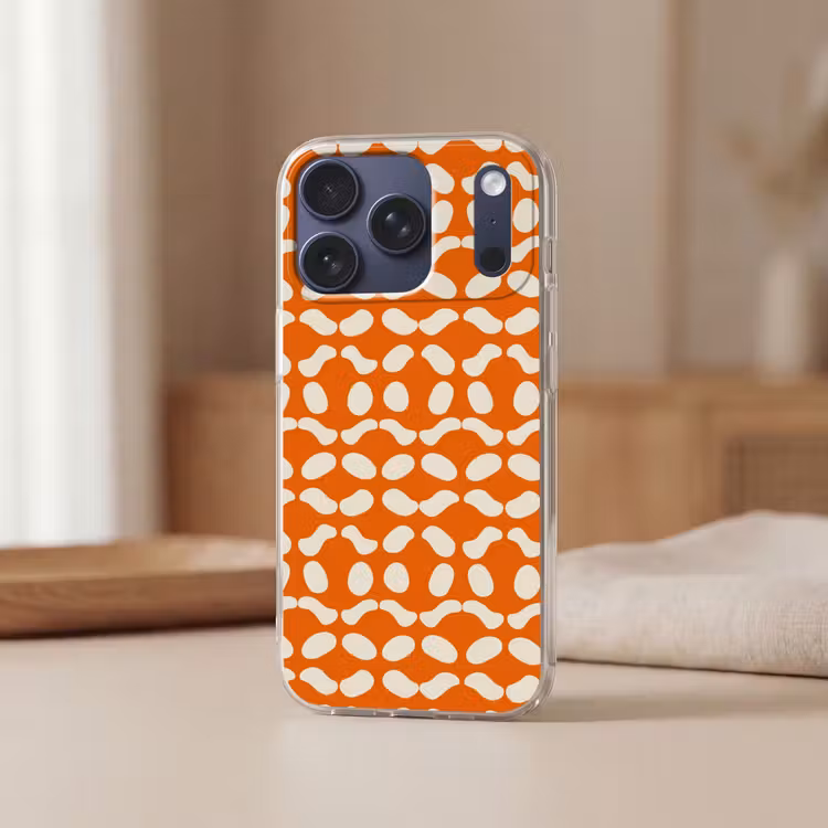 Oranje - Organische vormen - Wit Telefoonhoesje iPhone 17 Pro klein 878 -sfeer2