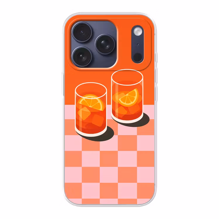 Sinaasappel - Glazen - Oranje Telefoonhoesje iPhone 17 Pro klein -3d