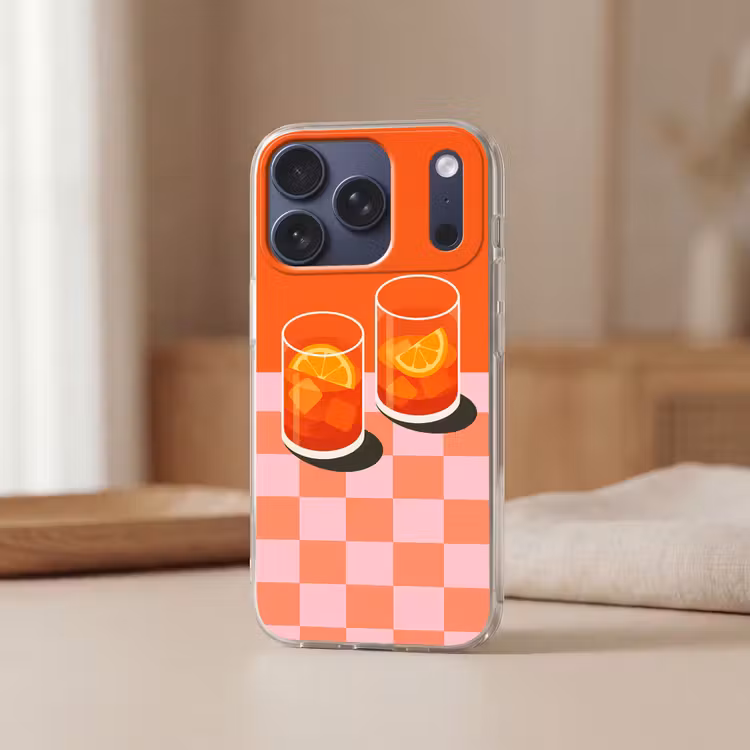 Sinaasappel - Glazen - Oranje Telefoonhoesje iPhone 17 Pro klein -sfeer2