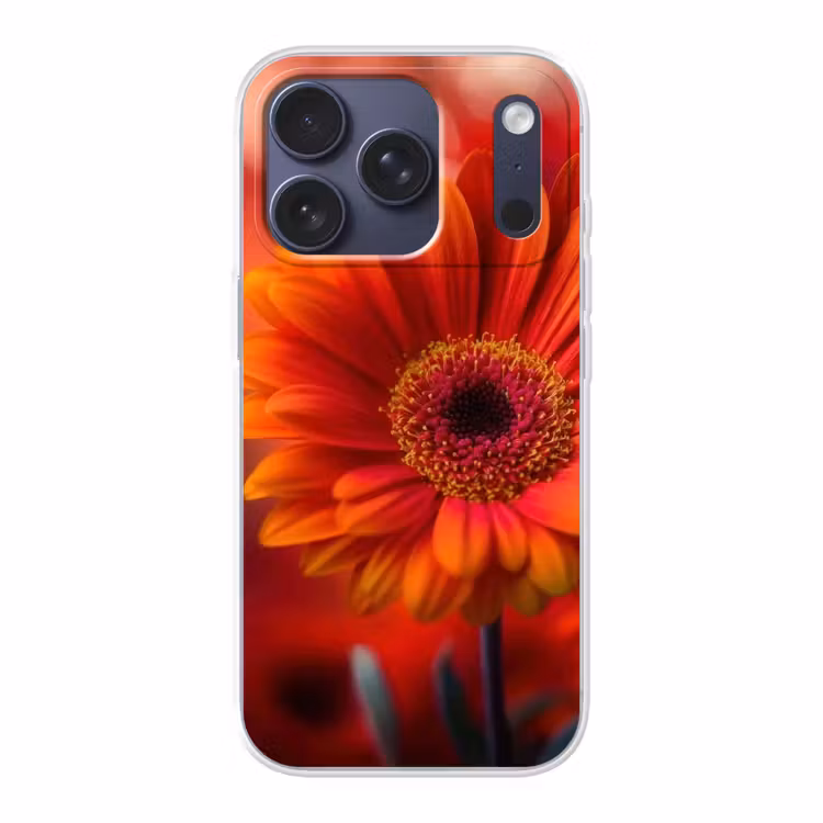 Oranje - Gerbera - Intens Telefoonhoesje iPhone 17 Pro klein -3d