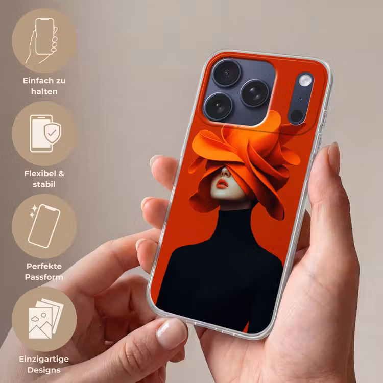 Oranje - Hoed - Vrouw Telefoonhoesje iPhone 17 Pro klein -sfeer3_DE