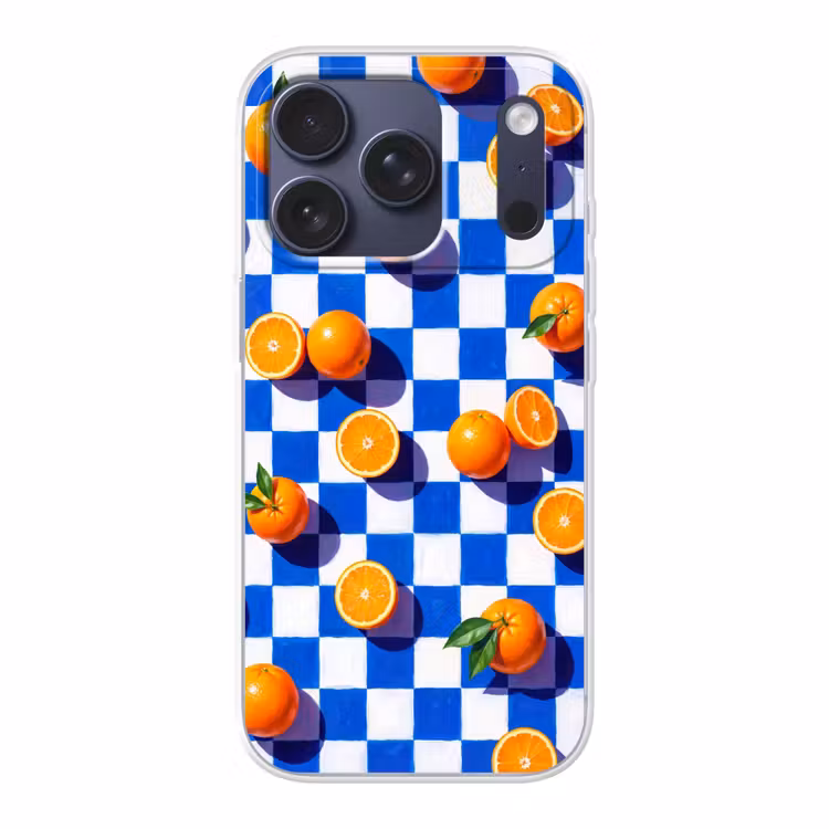 Handyhülle - Orange – Kariert – Essen - Sinaasappel - Geruit - Eten Telefoonhoesje iPhone 17 Pro klein