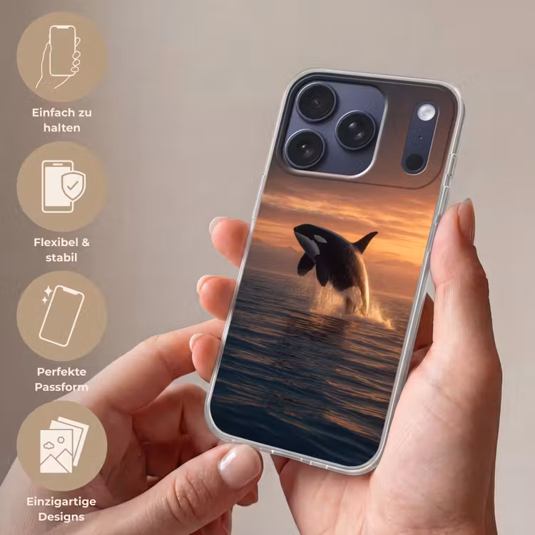 Orka - Zee - Zonsondergang Telefoonhoesje iPhone 17 Pro klein -sfeer3_DE