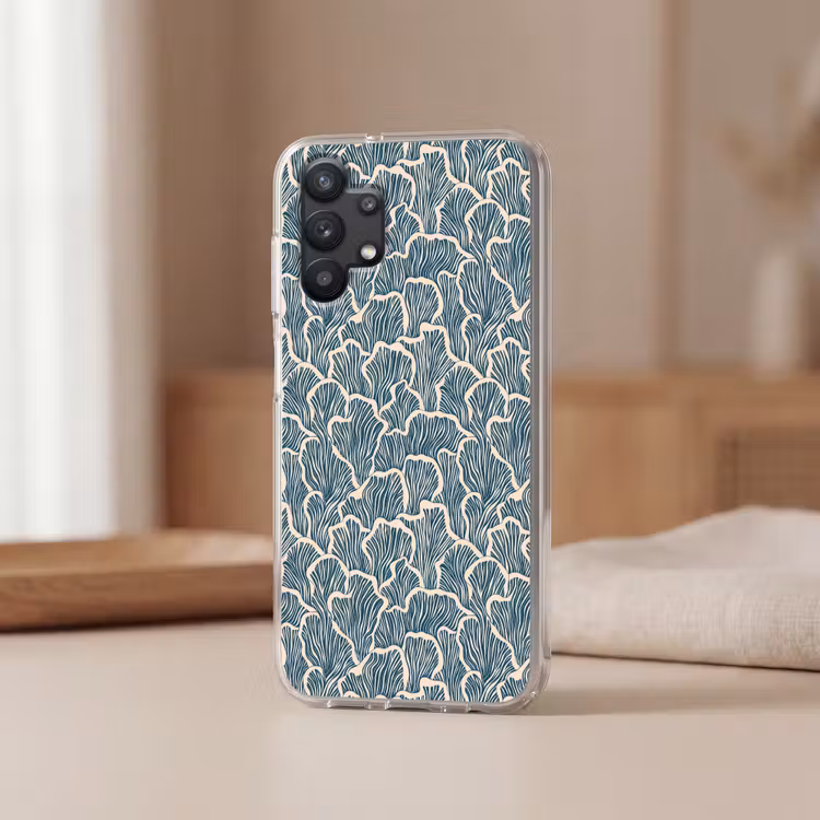Organisch - Blauw - Crème - Schelpen Telefoonhoesje Samsung Galaxy A32 5G klein 346 -sfeer2