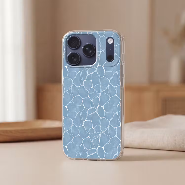 Organisch - Patroon - Blauw Telefoonhoesje iPhone 17 Pro klein 878 -sfeer2