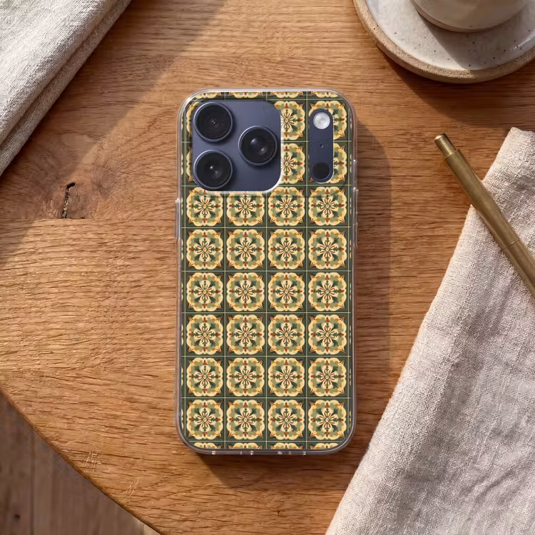 Ornament - Patroon - Groen Telefoonhoesje iPhone 17 Pro klein 878 -sfeer1