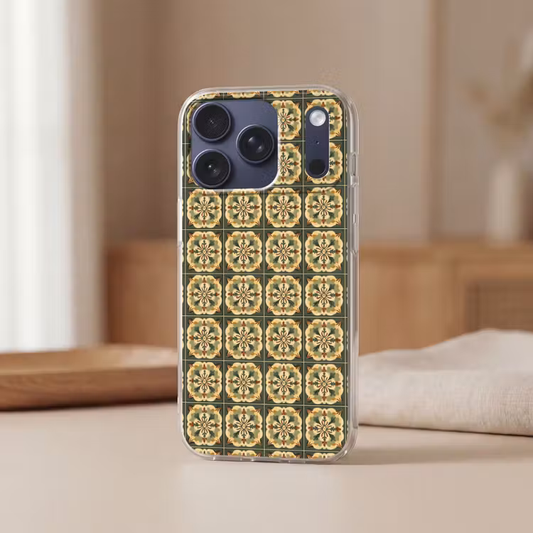 Ornament - Patroon - Groen Telefoonhoesje iPhone 17 Pro klein 878 -sfeer2