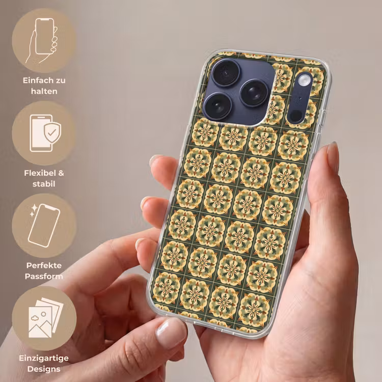Ornament - Patroon - Groen Telefoonhoesje iPhone 17 Pro klein 878 -sfeer3_DE