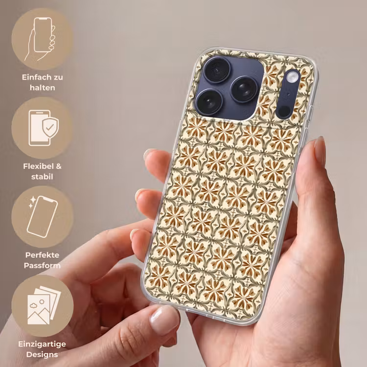 Siertegel - Patroon - Bruin Telefoonhoesje iPhone 17 Pro klein 878 -sfeer3_DE