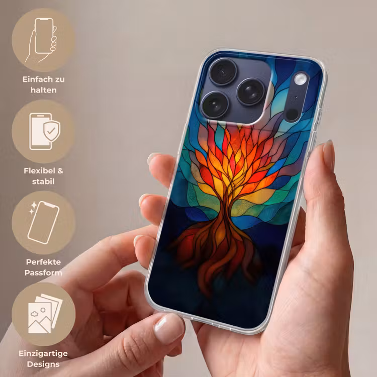 Sierglas - Boom - Rood - Vlakken Telefoonhoesje iPhone 17 Pro klein -sfeer3_DE