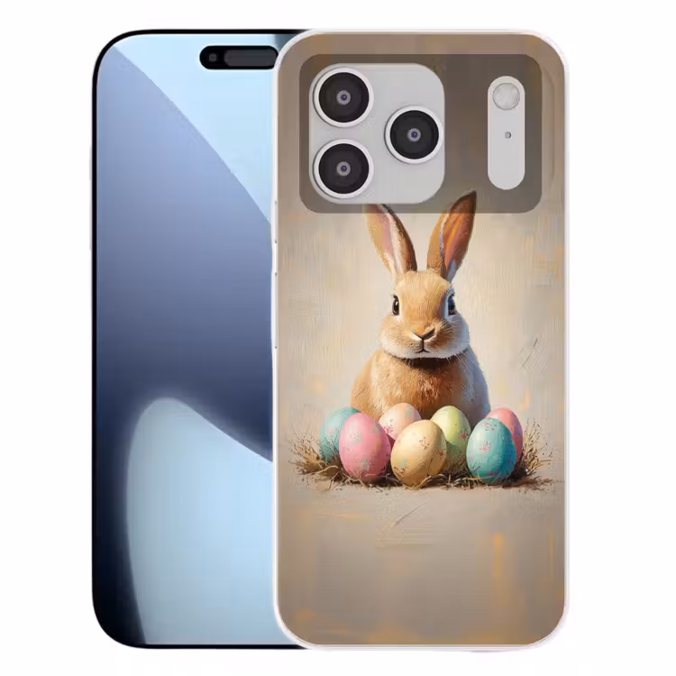 Paashaas - Pastel - Eieren Telefoonhoesje iPhone 17 Pro klein -3d
