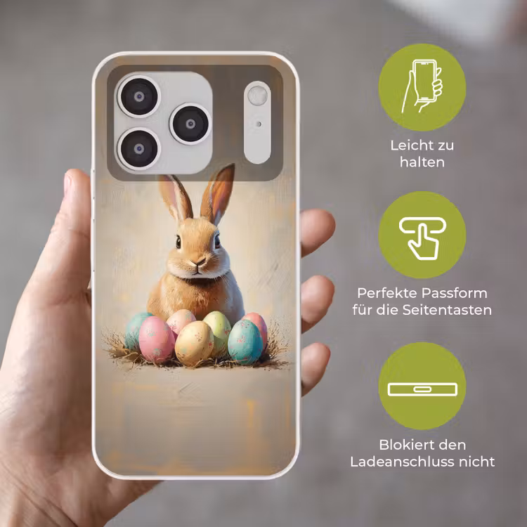 Paashaas - Pastel - Eieren Telefoonhoesje iPhone 17 Pro klein -sfeer3_DE