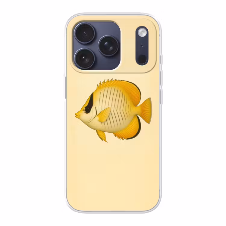 Ovaal - Vis - Geel - Schubben Telefoonhoesje iPhone 17 Pro klein -3d