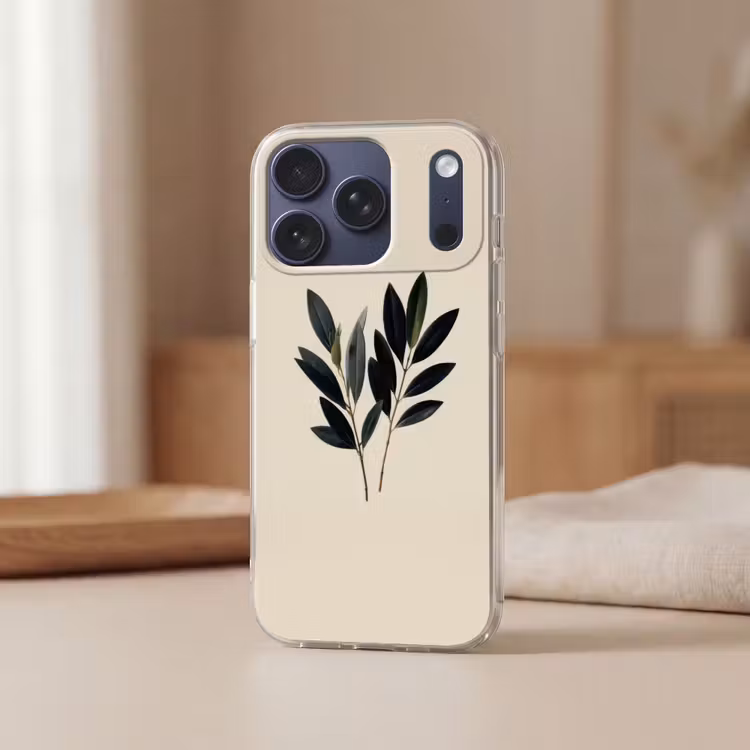 Ovaalvormige bladeren - Diep groen - Symmetrisch Telefoonhoesje iPhone 17 Pro klein -sfeer2