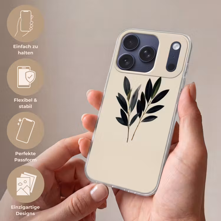 Ovaalvormige bladeren - Diep groen - Symmetrisch Telefoonhoesje iPhone 17 Pro klein -sfeer3_DE