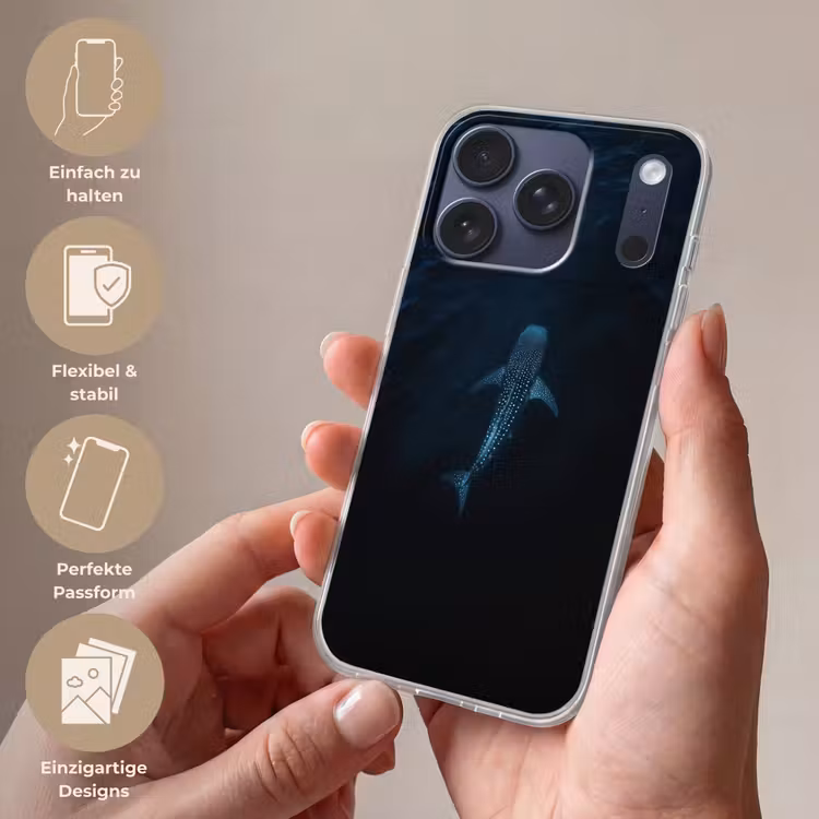 Oceaan - Walvishaai - Donkerblauw - Vlekken Telefoonhoesje iPhone 17 Pro klein -sfeer3_DE