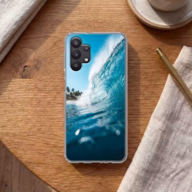 Oceaan - Golf - Strand - Natuur - Blauw Telefoonhoesje Samsung Galaxy A32 5G klein -sfeer1