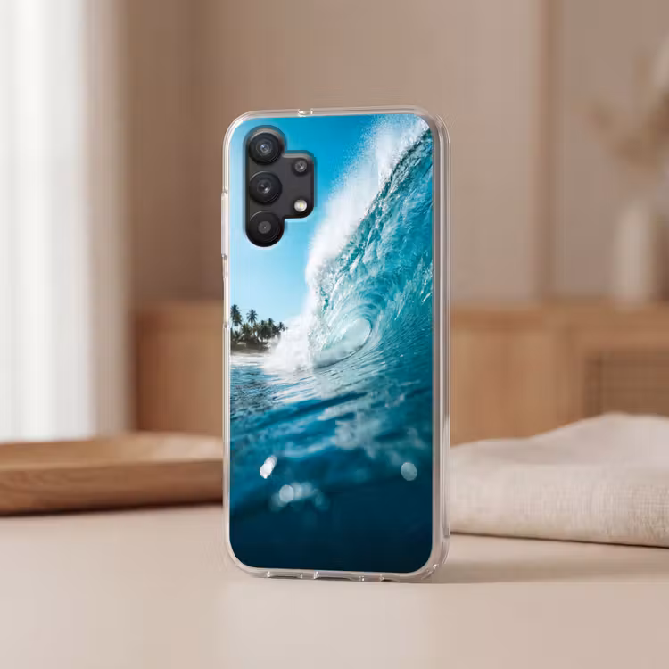 Oceaan - Golf - Strand - Natuur - Blauw Telefoonhoesje Samsung Galaxy A32 5G klein -sfeer2
