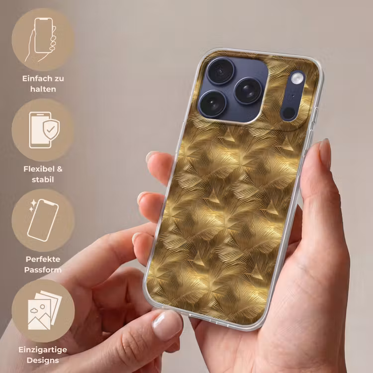 Palm - Waaier - Goud Telefoonhoesje iPhone 17 Pro klein 878 -sfeer3_DE