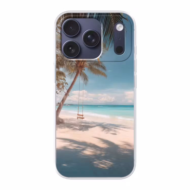 Palmboom - Schommel - Strand - Lucht Telefoonhoesje iPhone 17 Pro klein -3d