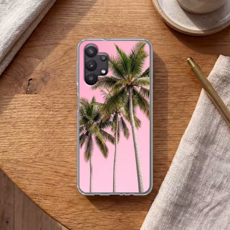 Palmboom - Tropisch - Pink Telefoonhoesje Samsung Galaxy A32 5G klein -sfeer1
