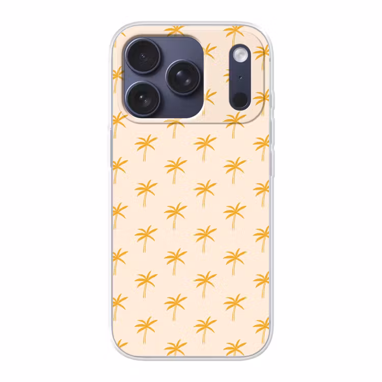 Palmbomen - Beige - Oranje - Patroon - Zomer Telefoonhoesje iPhone 17 Pro klein -3d