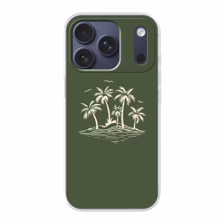 Palmbomen - Strand - Groen - Beige - Tropisch Telefoonhoesje iPhone 17 Pro klein -3d