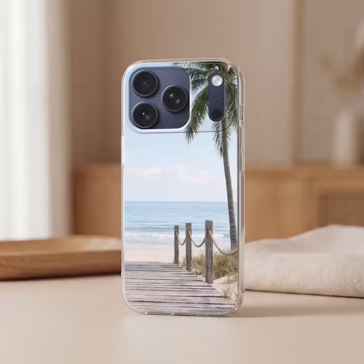 Palmbomen - Pad - Horizon Telefoonhoesje iPhone 17 Pro klein -sfeer2